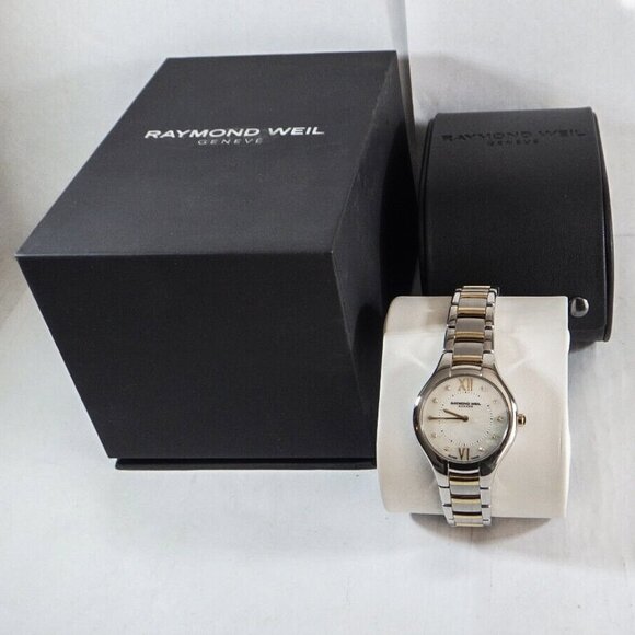 RAYMOND WEIL NOEMIA WATCH - WHITE MOTHER OF PEARL WITH DIAMONDS AND SAPPHIRE - Picture 2 of 7